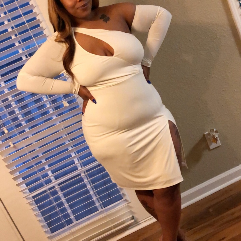 Off white cut out dress
